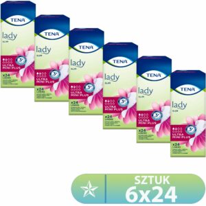 Zestaw 6x TENA Lady Slim Ultra Mini Plus, specjalistyczne wkładki, 24 sztuk