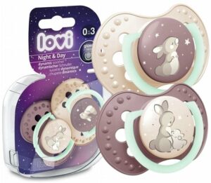LOVI  Smoczek silikonowy dynamiczny  0-6m  2szt  Night&Day Girl