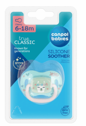 CANPOL Smoczek do uspokajania silikonowy okrągły Exotic Animals lama  6-18m   (34/934_lama)