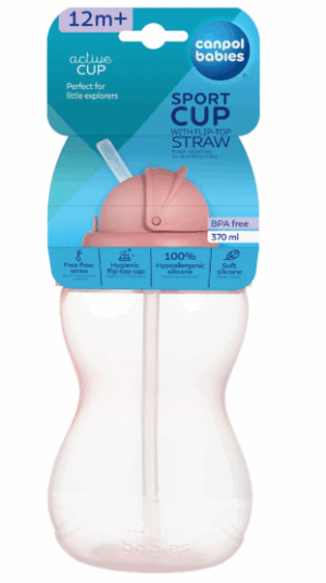 CANPOL Bidon ze składaną rurką silikonową różowy  270ml