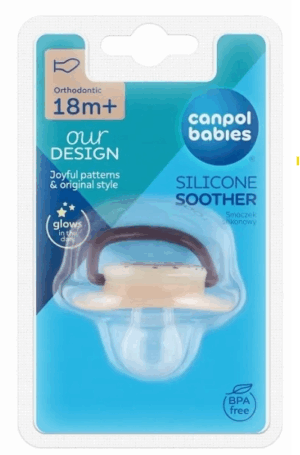 CANPOL Smoczek do uspokajania silikonowy anatomiczny Night Dreams 18m+