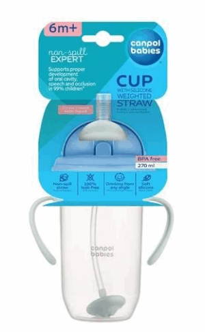CANPOL Kubek Niekapek z rurką i odważnikiem  zielony  270ml