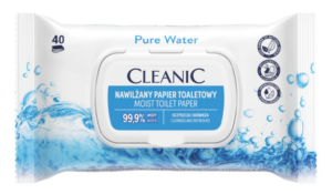 Nawilżany Papier Toaletowy  CLEANIC Pure Water 99,9% wody 40 szt. (pop-up)